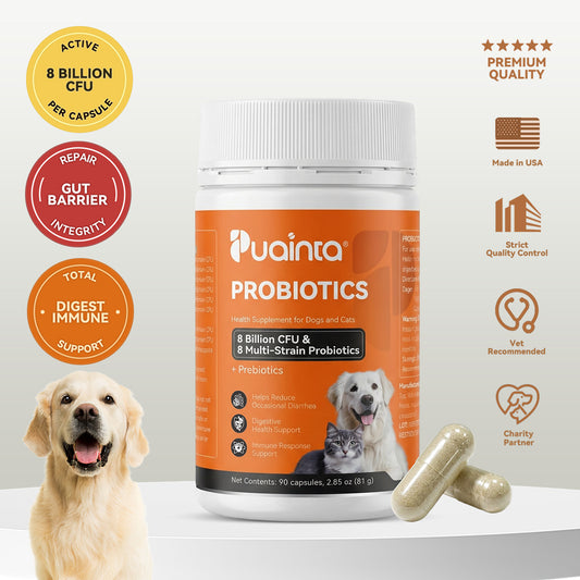 Puainta® Probiotics for Dogs & Cats: 8 Billion CFU Digestive & Immune Support