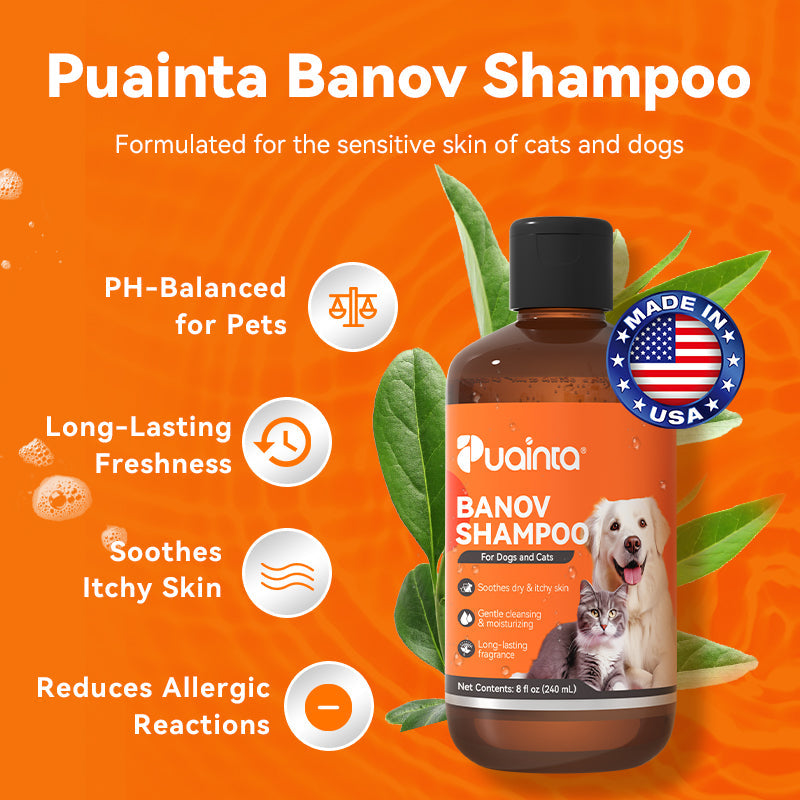 Puainta Banov Shampoo für Hunde &amp; Katzen – Sanfte Linderung bei empfindlicher und juckender Haut 