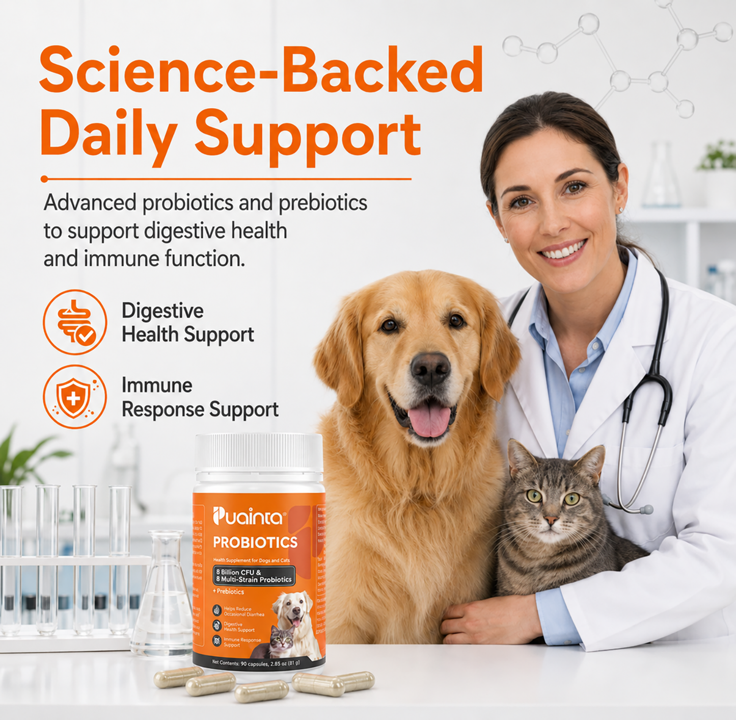 益生菌广告PUAINTA Probiotics for Dogs & Cats – Digestive Support for Sensitive Stomachs & Gut Health