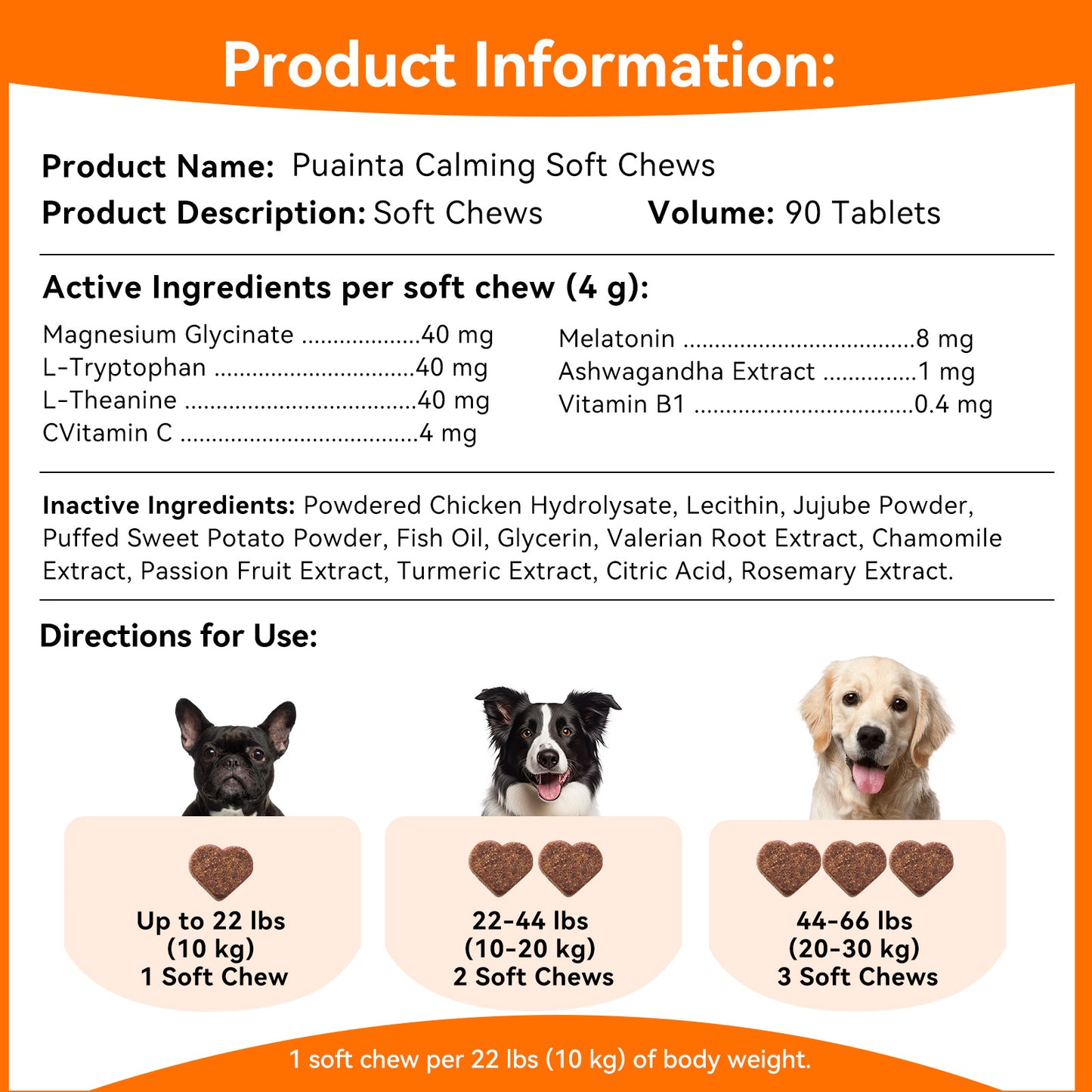 Puainta Calming Chews for Dogs – Natural Stress & Anxiety Support