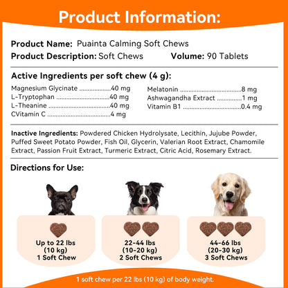 Puainta Calming Chews for Dogs – Natural Stress & Anxiety Support