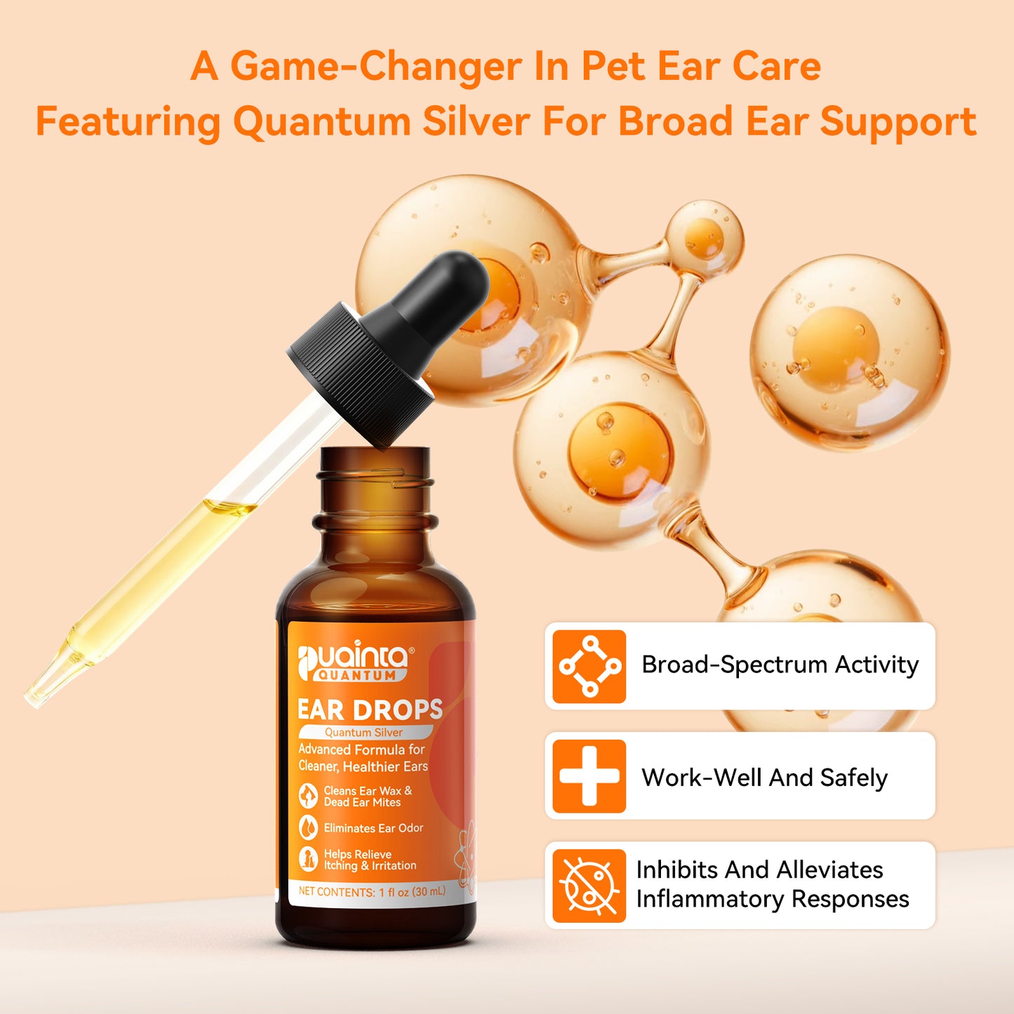 Puainta® Quantum Silver Ear Drops - Soothes itching, Cleans Earwax