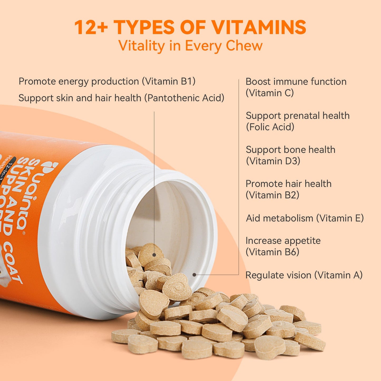 Puainta  Vitamins for Itchy Skin ,Multivitamin for Dogs & Cats – 200 Tablets