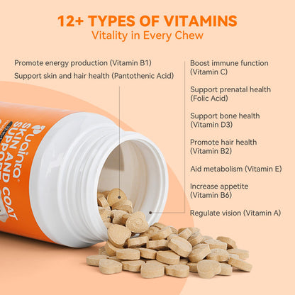 Puainta  Vitamins for Itchy Skin ,Multivitamin for Dogs & Cats – 200 Tablets