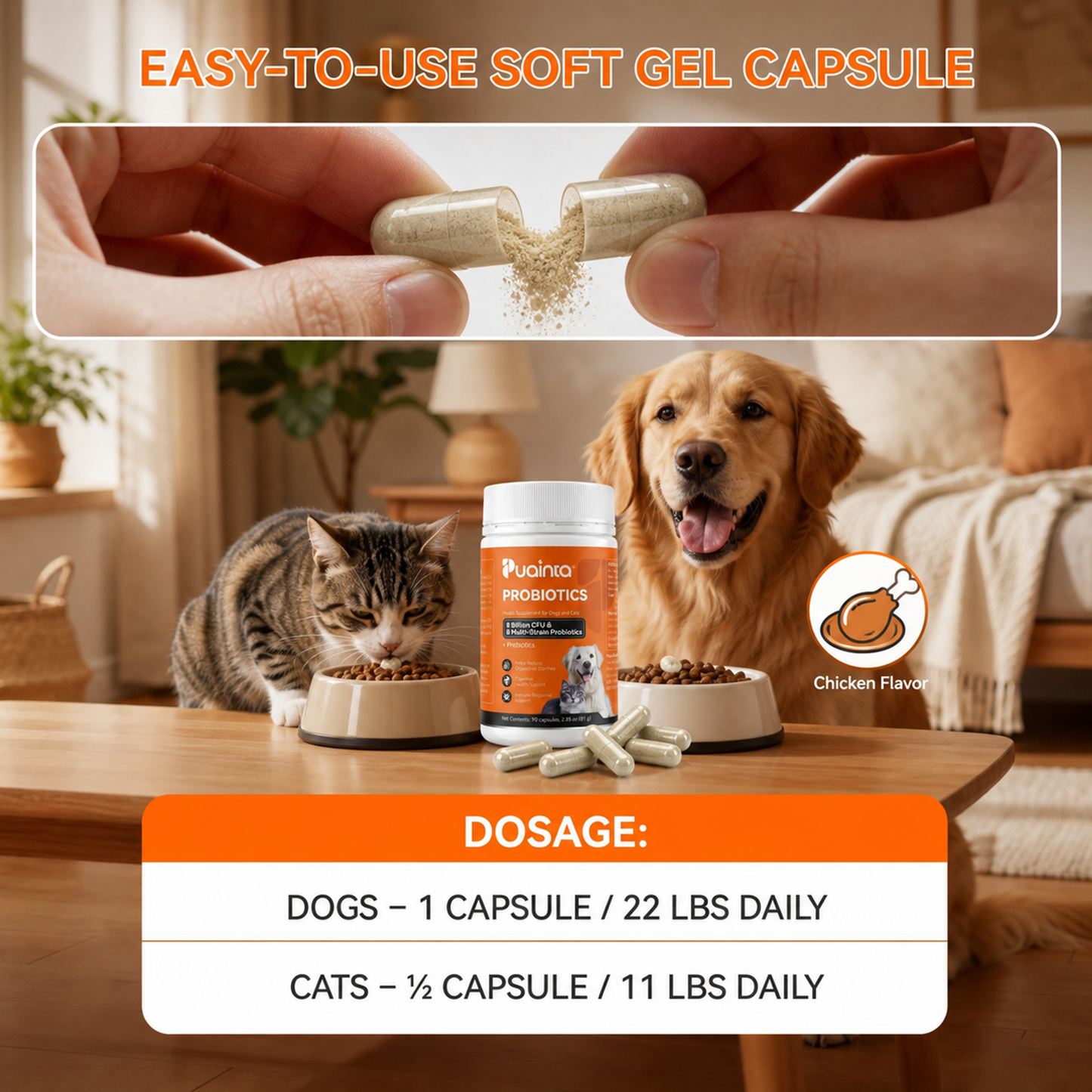 益生菌广告PUAINTA Probiotics for Dogs & Cats – Digestive Support for Sensitive Stomachs & Gut Health