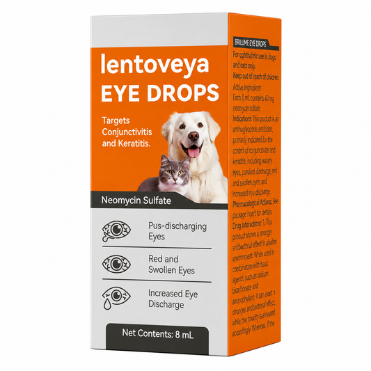 lentevoya Eye Drops for Dogs & Cats, Veterinary Ophthalmic Solution with Neomycin Sulfate, Supports Eye Health, Helps Manage Conjunctivitis & Keratitis Symptoms, Redness, Discharge and Irritation Relief, 8 mL