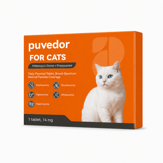 puvedor FOR CATS, Dewormer Tablets with Milbemycin Oxime & Praziquantel, Broad Spectrum Internal Parasite Support for Cats