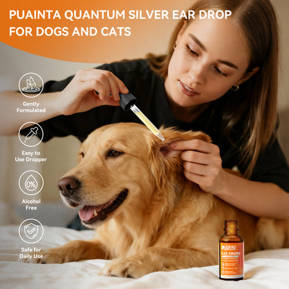 测试Puainta® Quantum Silver Ear Drops for Dogs & Cats – Gentle Ear Care for Smelly & Sensitive Ears